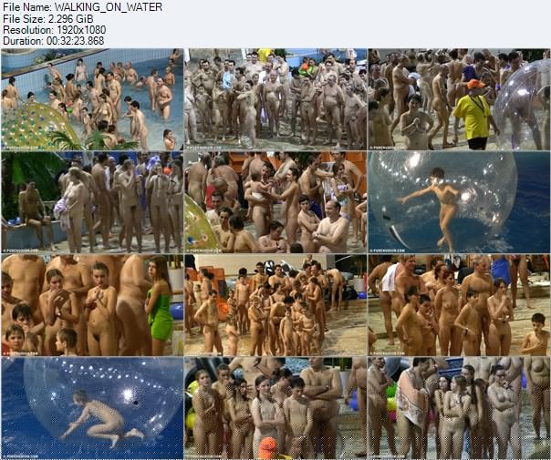 Video with nudists - Walking on water