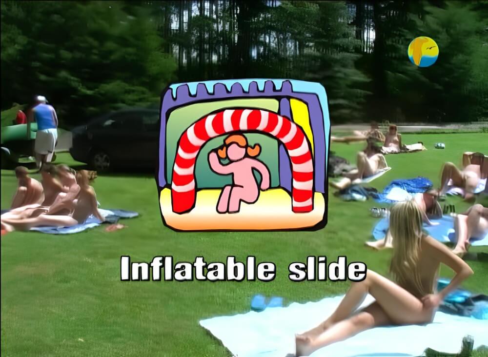 Naturist: Freedom: Inflatable Slide - Taking off ones clothes is a way to strengthen inner harmony
